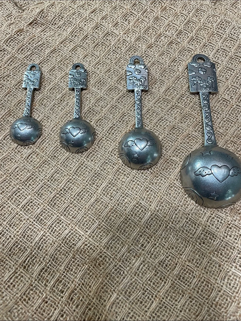 Pewter-Finish Angel Measuring Spoon Set - Silver